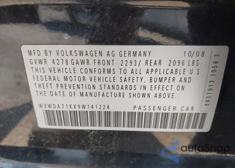 2009 Volkswagen Rabbit S from USA, damaged, VIN WVWDA71KX9W141224